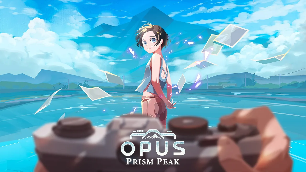 OPUS: Prism Peakの公式キーアート。幻想的な世界を旅する登場人物。